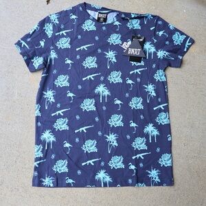 BNDT men’s t shirt navy blue size M Hawaiian-ish nwt
